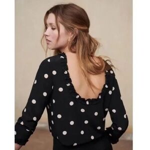 Sezane polka dot silk blouse size 36